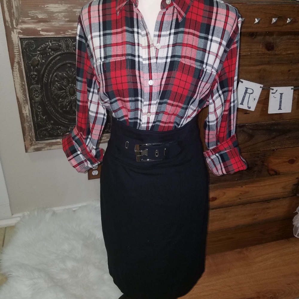 Cache black knit pencil skirt